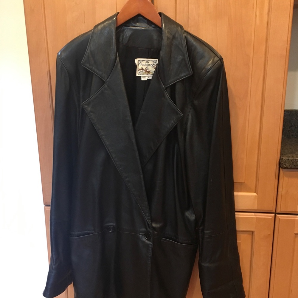 Vintage Black Leather Coat